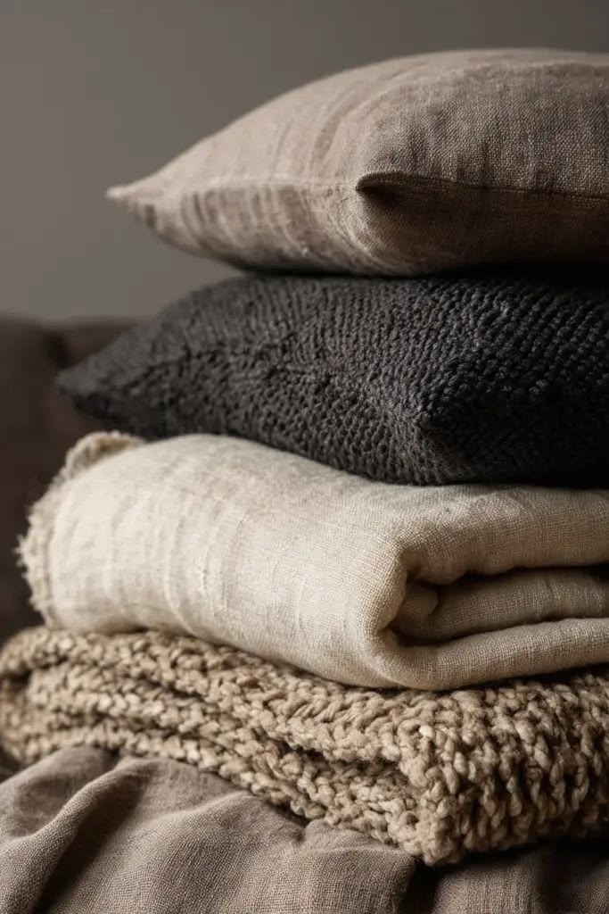 Soft cushions and throws styled in a warm living space