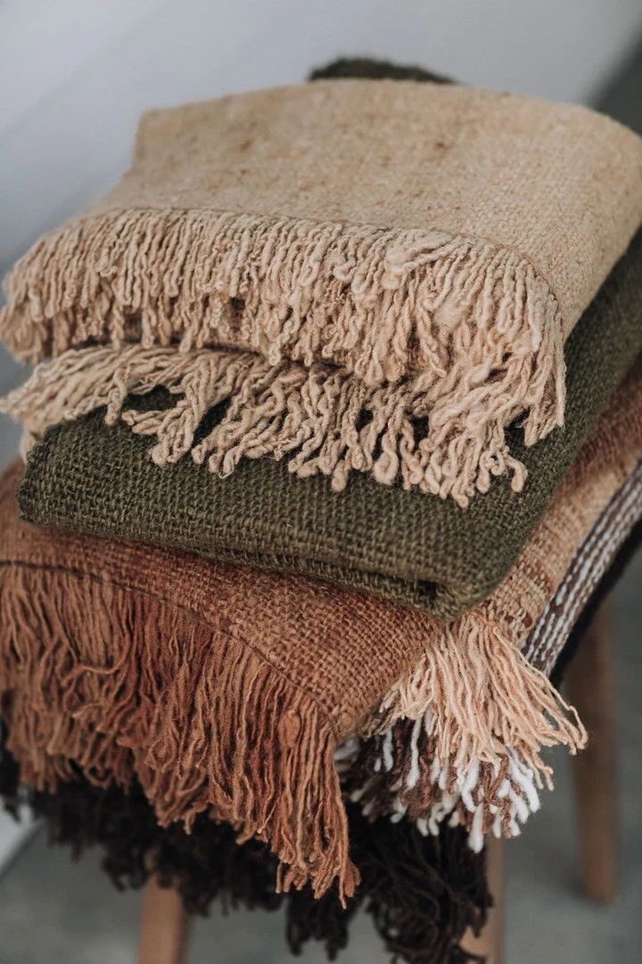Cozy throw styled in a warm living room
